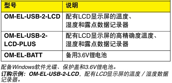 OMEGA奧米佳 OM-EL-USB-2-LCD溫度、濕度和露點(diǎn)數(shù)據(jù)記錄器 配有LCD顯示屏參數(shù)