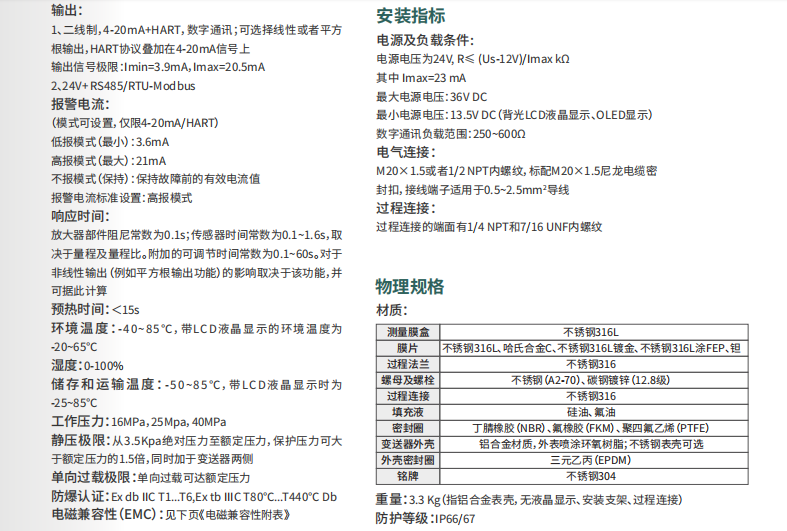 差壓變送器參數(shù)